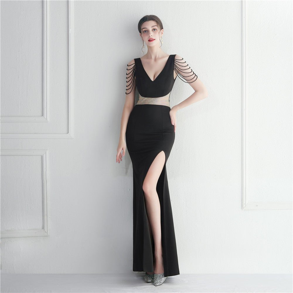 Rhinestone Star Beaded Evening Dress - Luzilly Bridal & Apparel