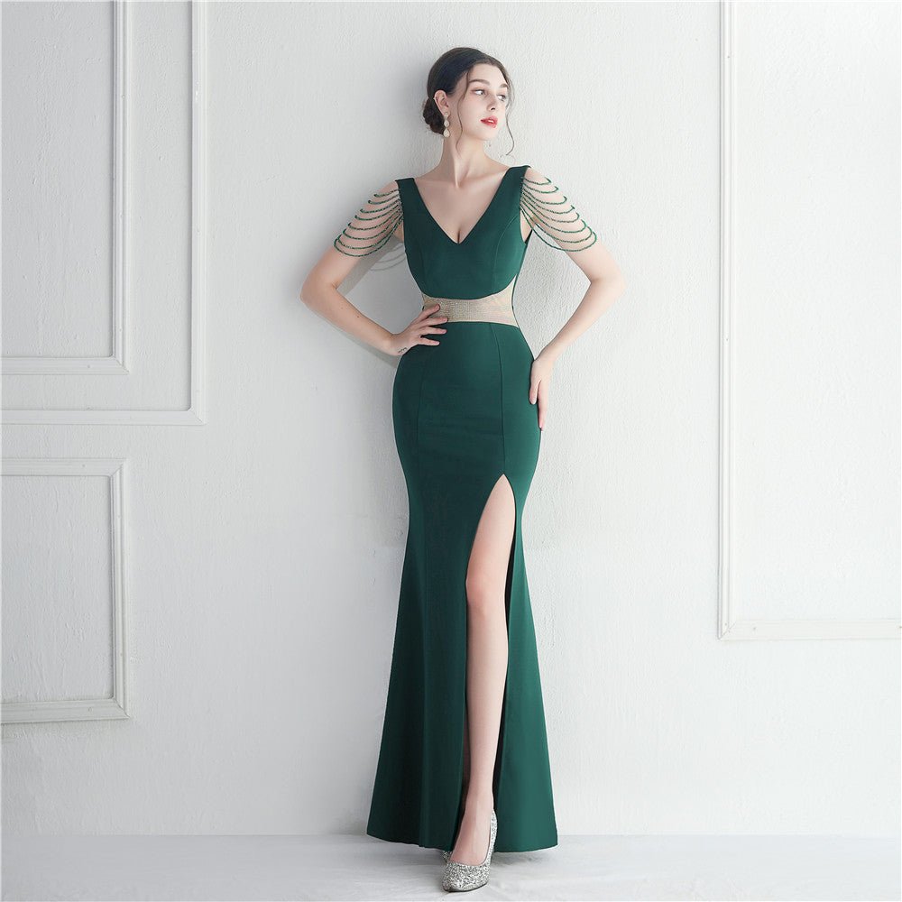 Rhinestone Star Beaded Evening Dress - Luzilly Bridal & Apparel