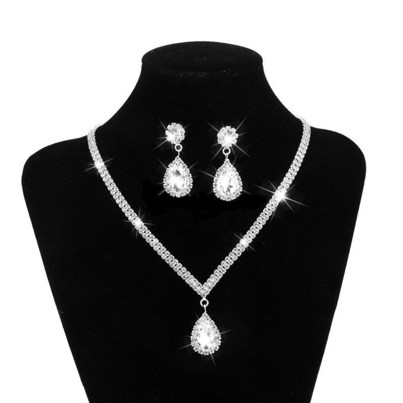 Rhinestone Teardrop Three-Piece Bridal Set - Luzilly Bridal & Apparel