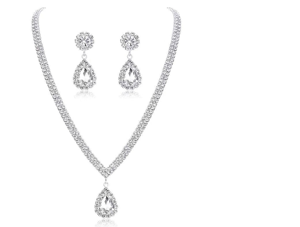 Rhinestone Teardrop Three-Piece Bridal Set - Luzilly Bridal & Apparel