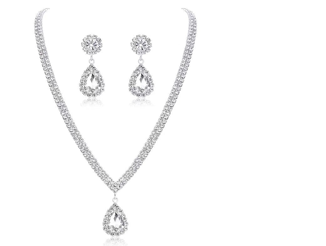 Rhinestone Teardrop Three-Piece Bridal Set - Luzilly Bridal & Apparel