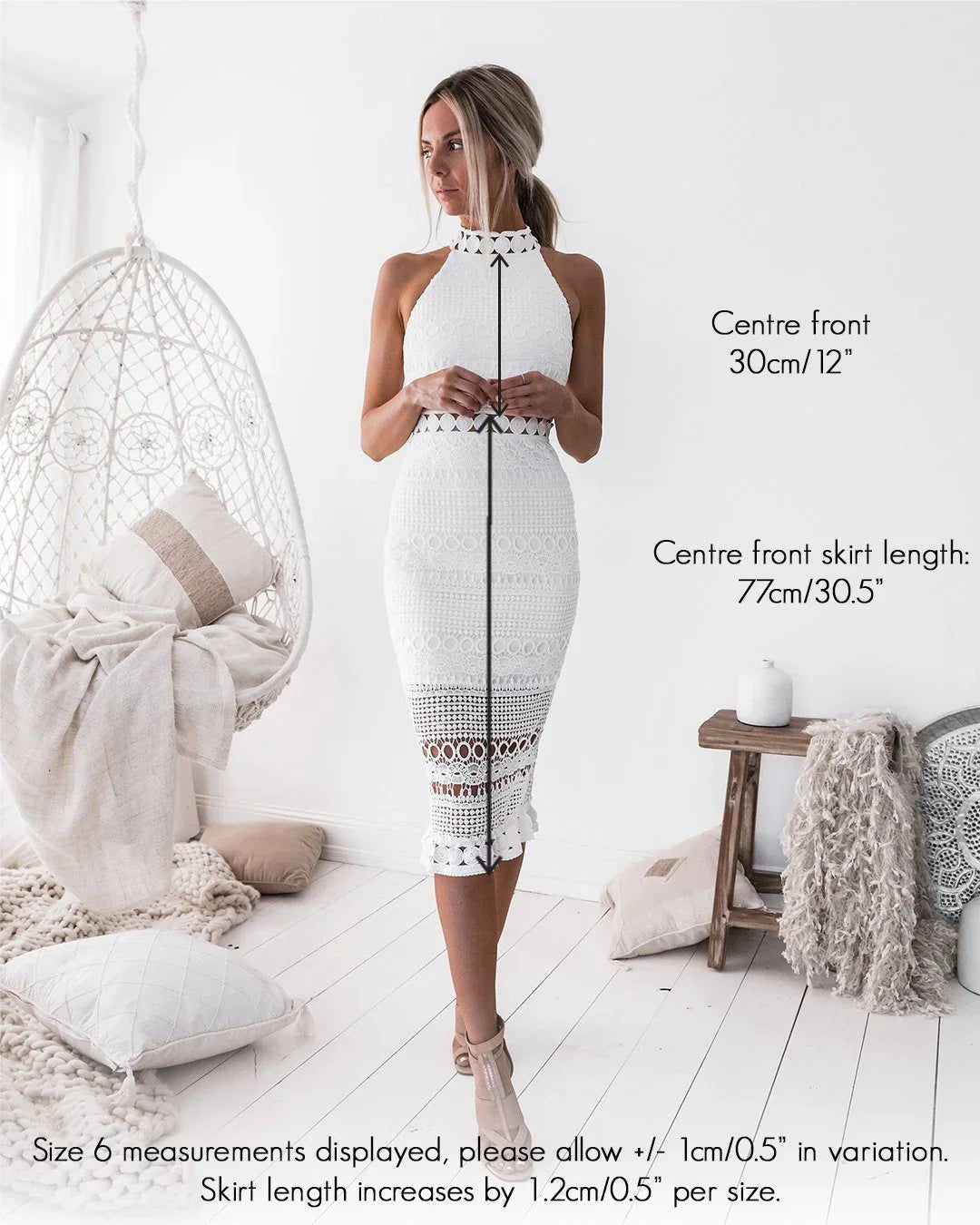RIVERS MIDI DRESS - WHITE LACE - Luzilly Bridal & Apparel