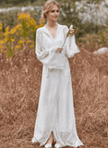 Romantic Floral Lace Hooded Bridal Robe Set – Long Sheer Lace Cover-Up with Satin Slip - Luzilly Bridal & Apparel