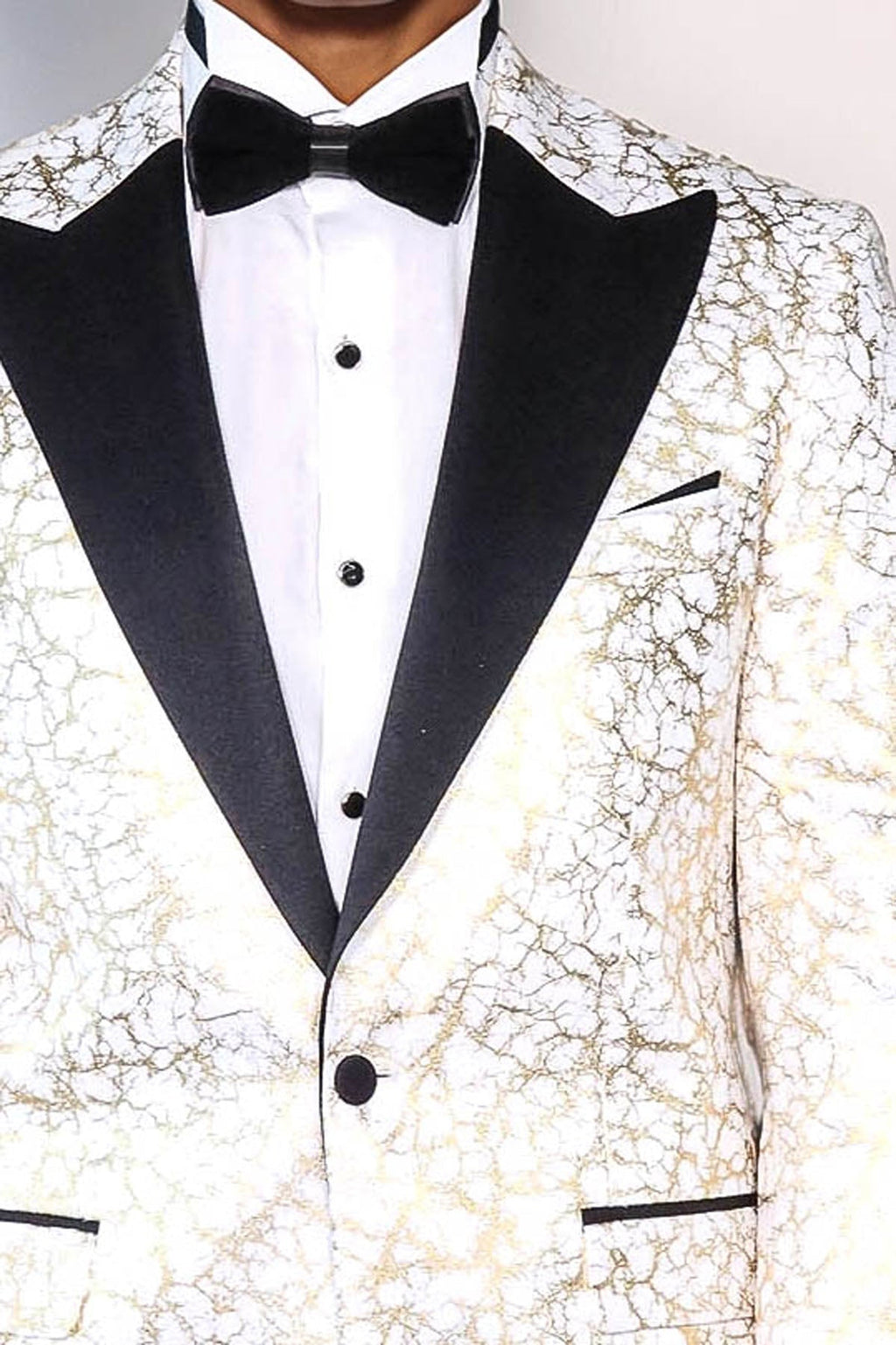 Root Pattern Peak Lapel White Men Dinner Jacket - Wessi - Luzilly Bridal & Apparel