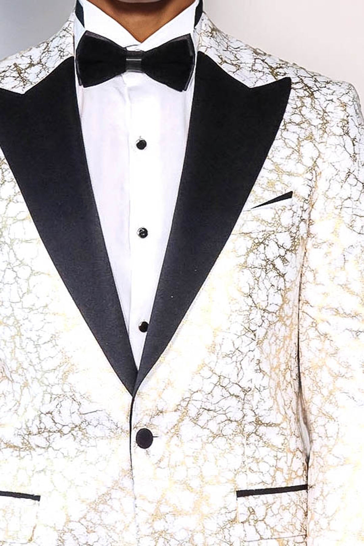 Root Pattern Peak Lapel White Men Dinner Jacket - Wessi - Luzilly Bridal & Apparel