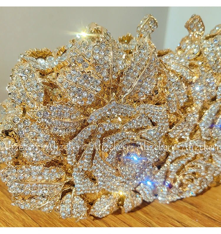 Rose Crystal Flower Evening Clutch - Luzilly Bridal & Apparel