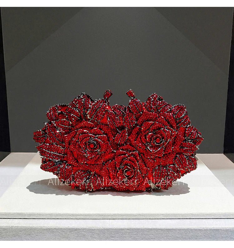 Rose Crystal Flower Evening Clutch - Luzilly Bridal & Apparel