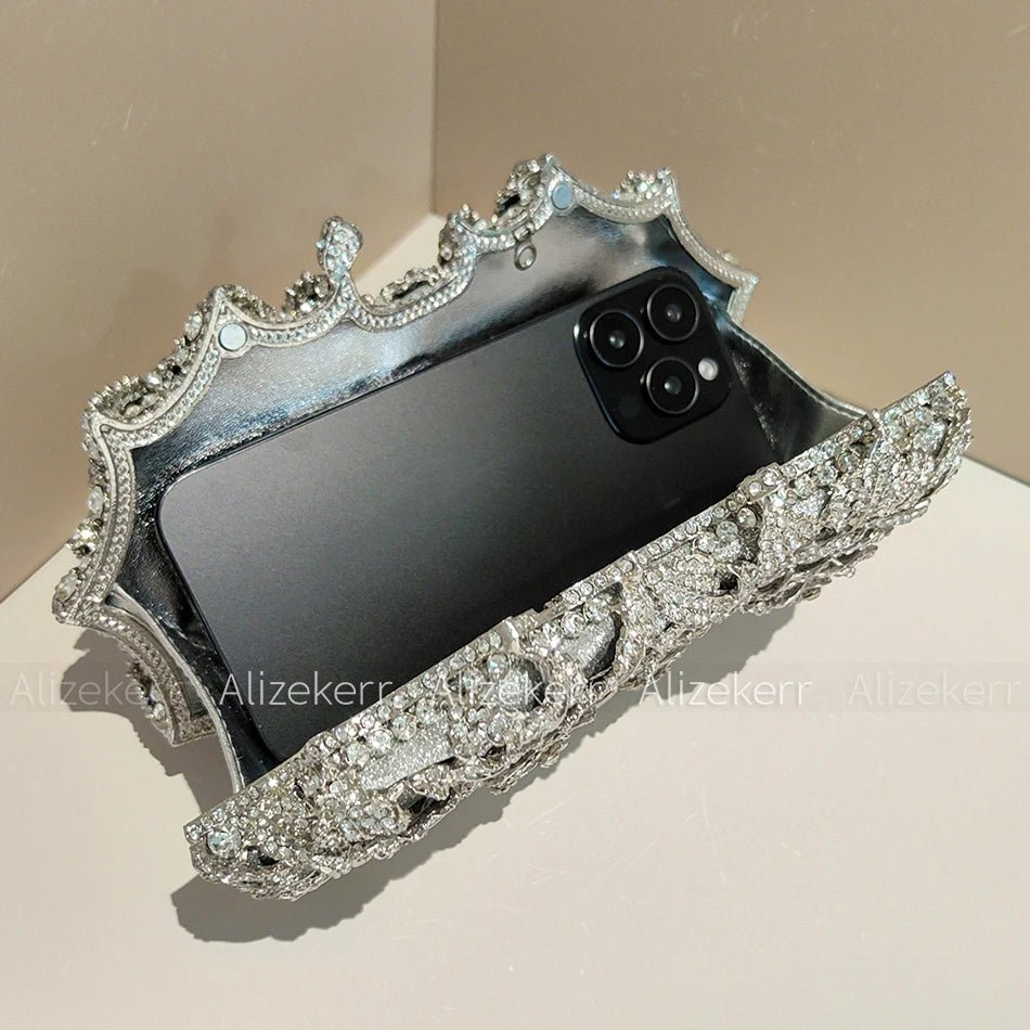 Rose Crystal Flower Evening Clutch - Luzilly Bridal & Apparel