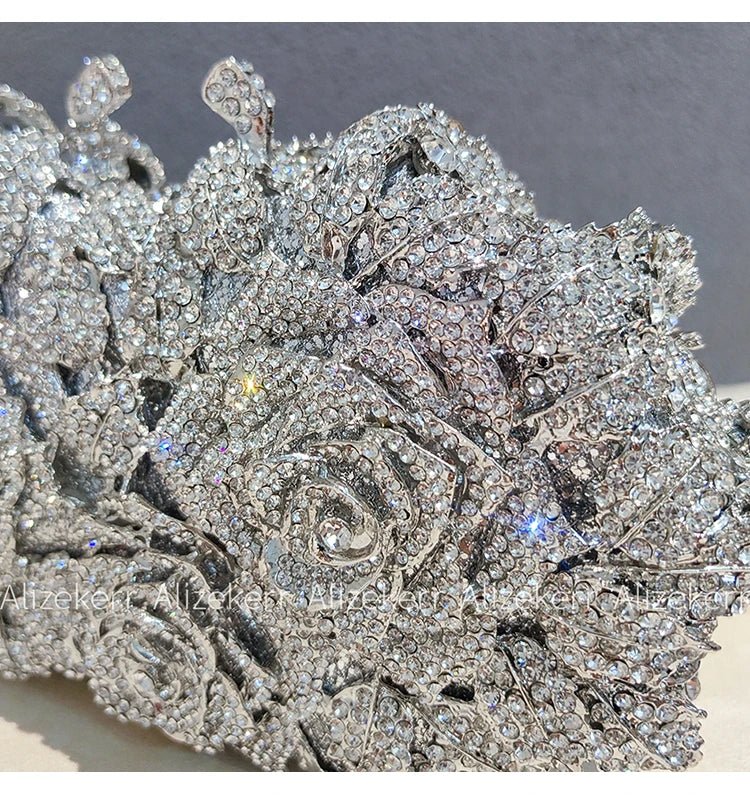 Rose Crystal Flower Evening Clutch - Luzilly Bridal & Apparel