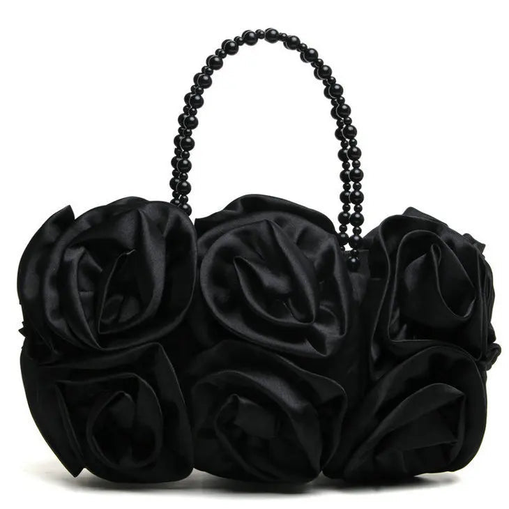 Rose Flower Satin Evening Tote - Luzilly Bridal & Apparel