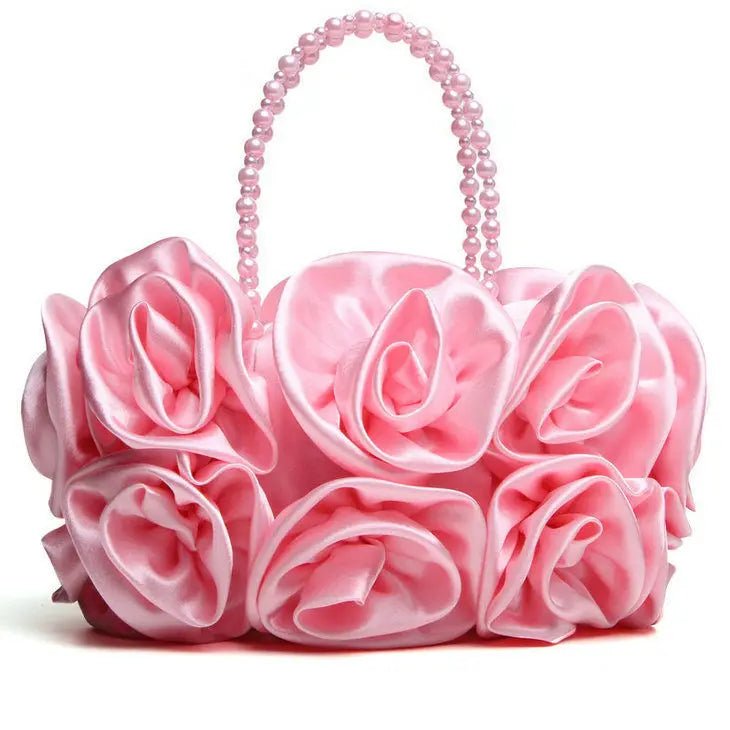 Rose Flower Satin Evening Tote - Luzilly Bridal & Apparel