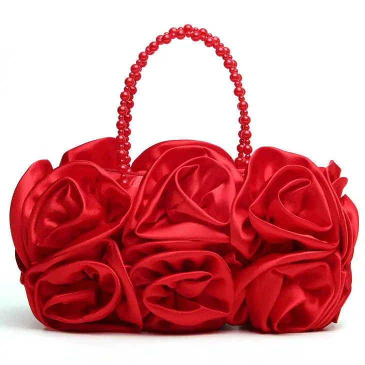 Rose Flower Satin Evening Tote - Luzilly Bridal & Apparel
