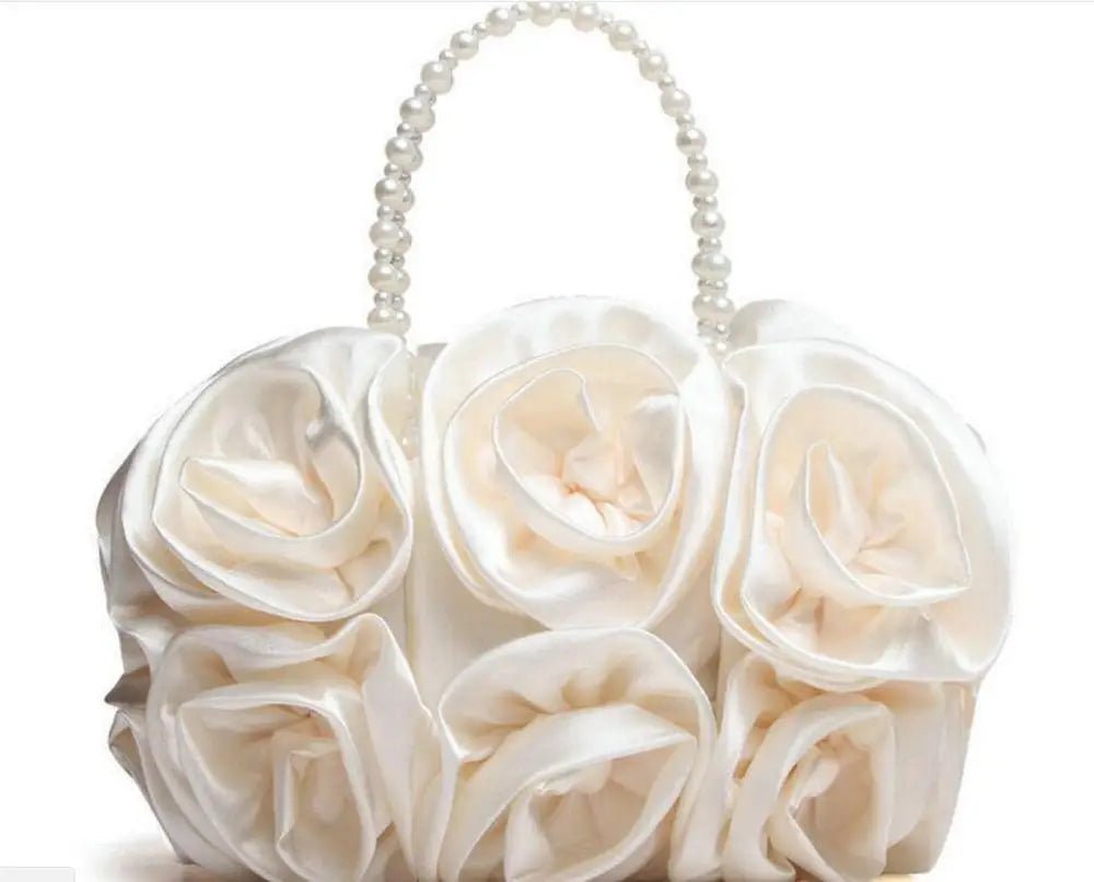 Rose Flower Satin Evening Tote - Luzilly Bridal & Apparel