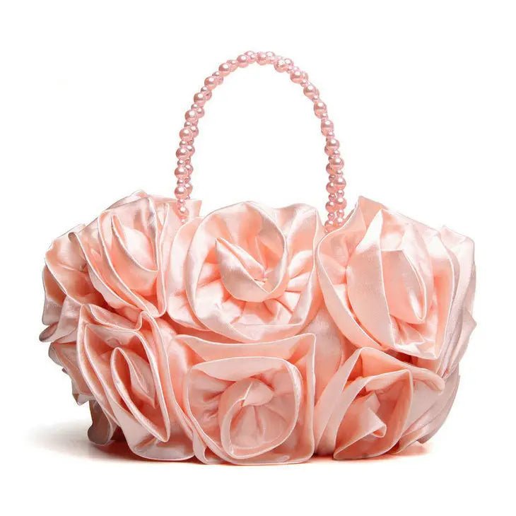 Rose Flower Satin Evening Tote - Luzilly Bridal & Apparel