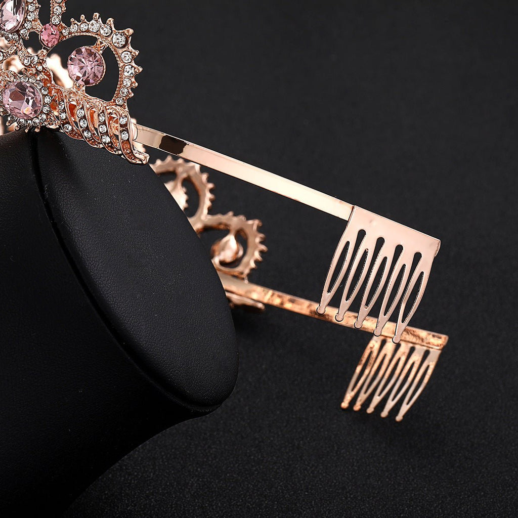 Rose Gold Bridal Crown Wedding Dress Accessories - Luzilly Bridal & Apparel