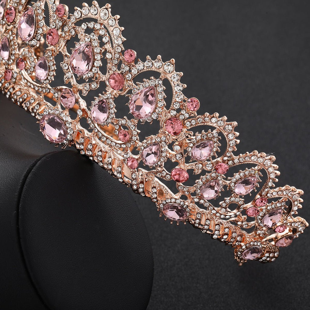 Rose Gold Bridal Crown Wedding Dress Accessories - Luzilly Bridal & Apparel