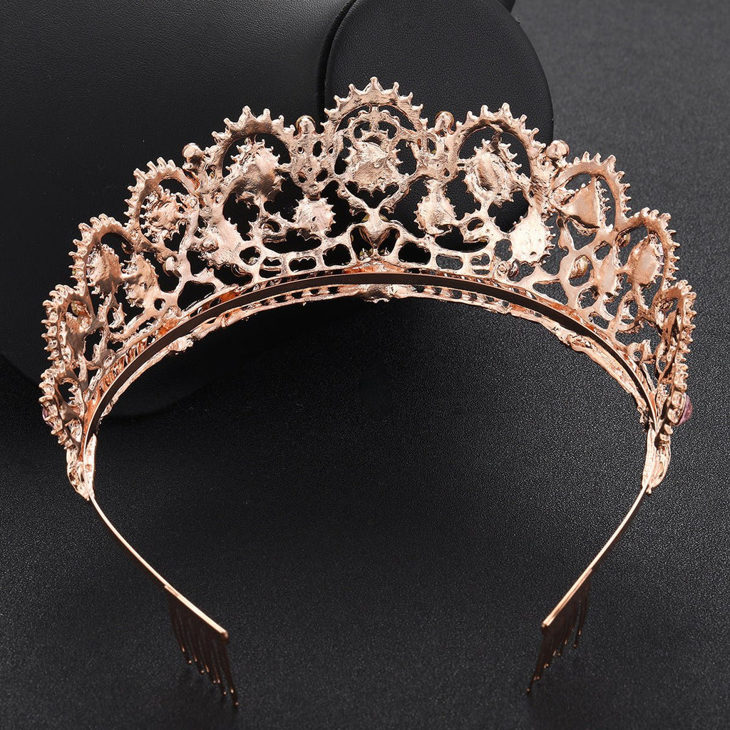 Rose Gold Bridal Crown Wedding Dress Accessories - Luzilly Bridal & Apparel