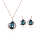 Rose Gold Crystal Bridal Necklace Set - Luzilly Bridal & Apparel