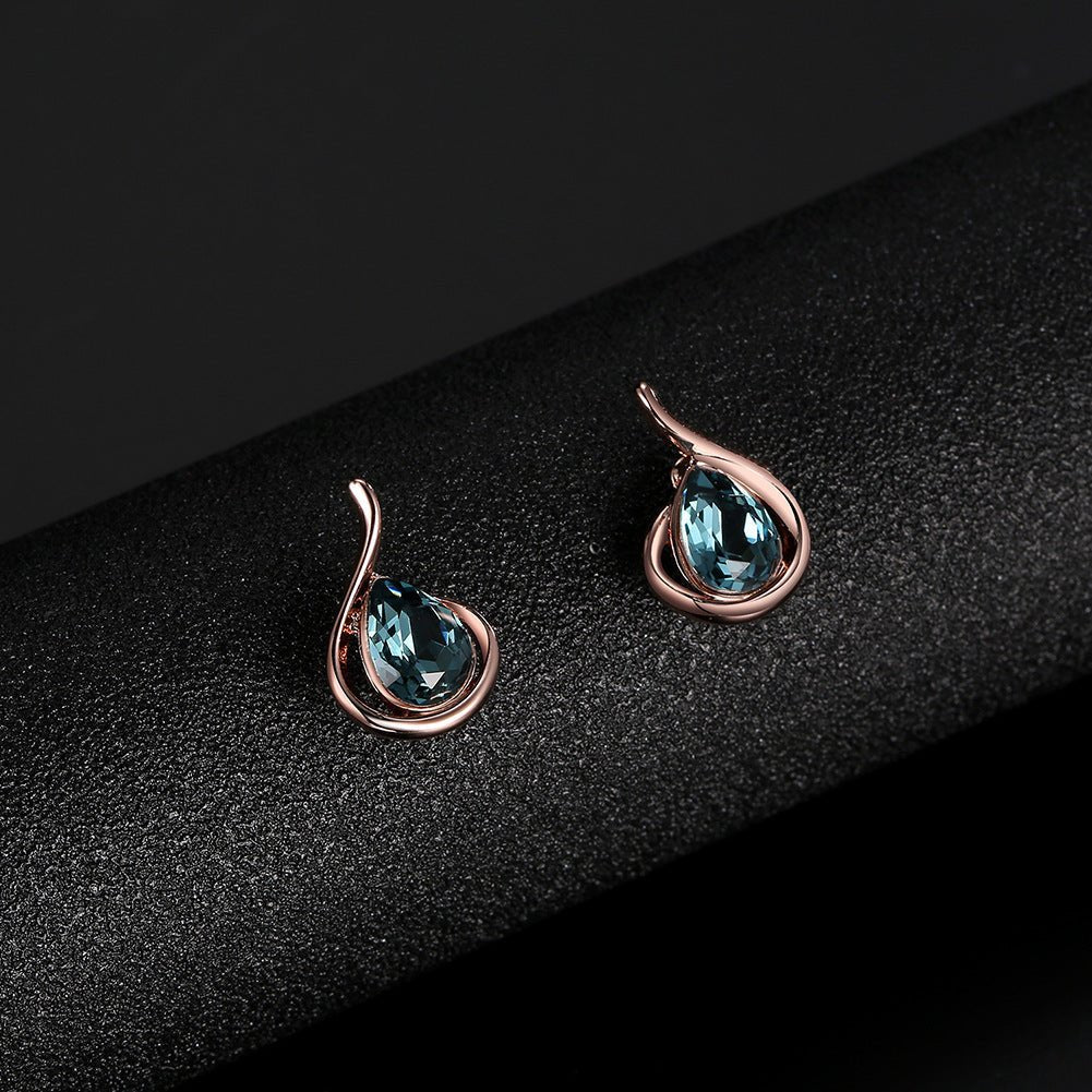 Rose Gold Crystal Bridal Necklace Set - Luzilly Bridal & Apparel