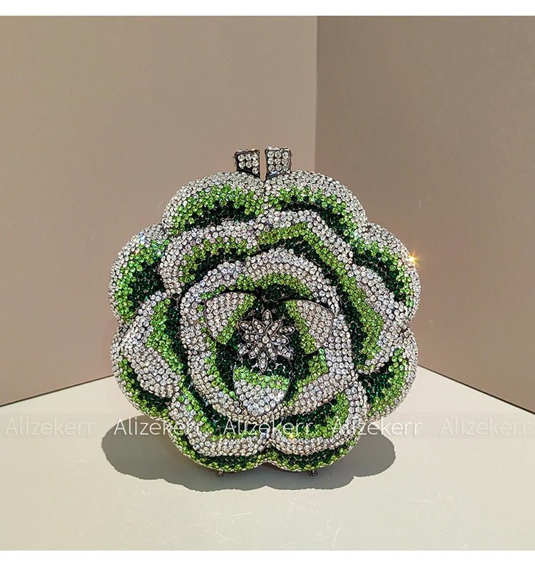 Rose-Shaped Crystal Bridal Clutch - Luzilly Bridal & Apparel