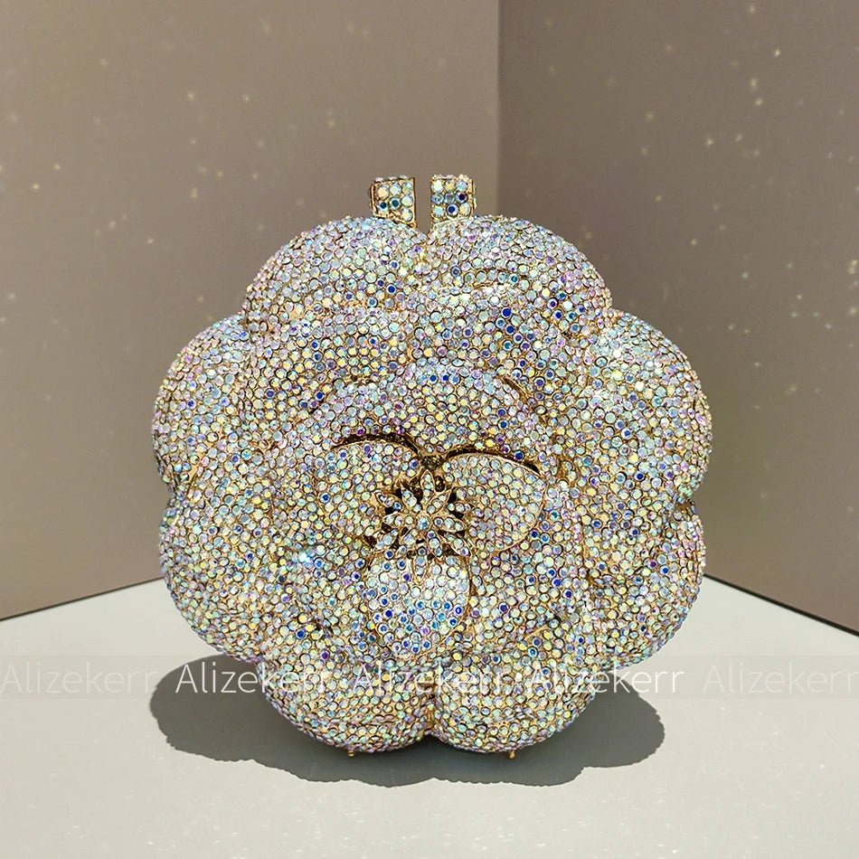 Rose-Shaped Crystal Bridal Clutch - Luzilly Bridal & Apparel