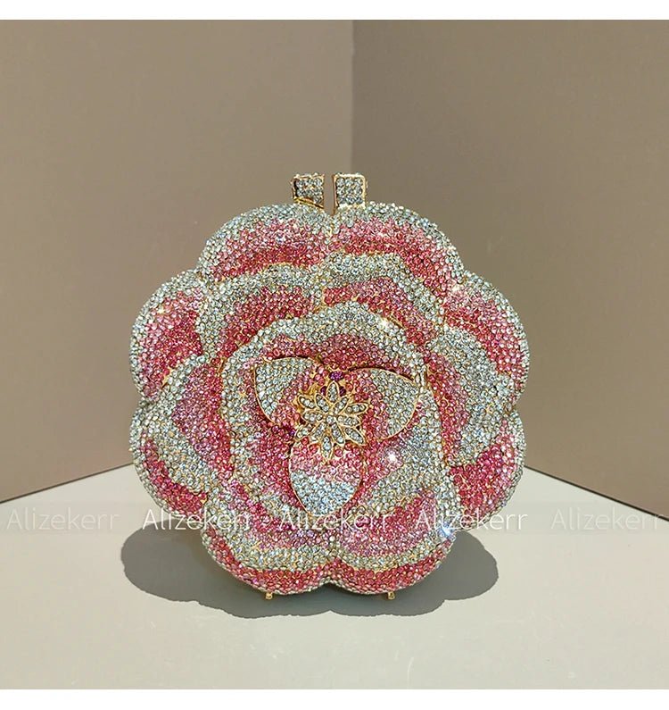 Rose-Shaped Crystal Bridal Clutch - Luzilly Bridal & Apparel