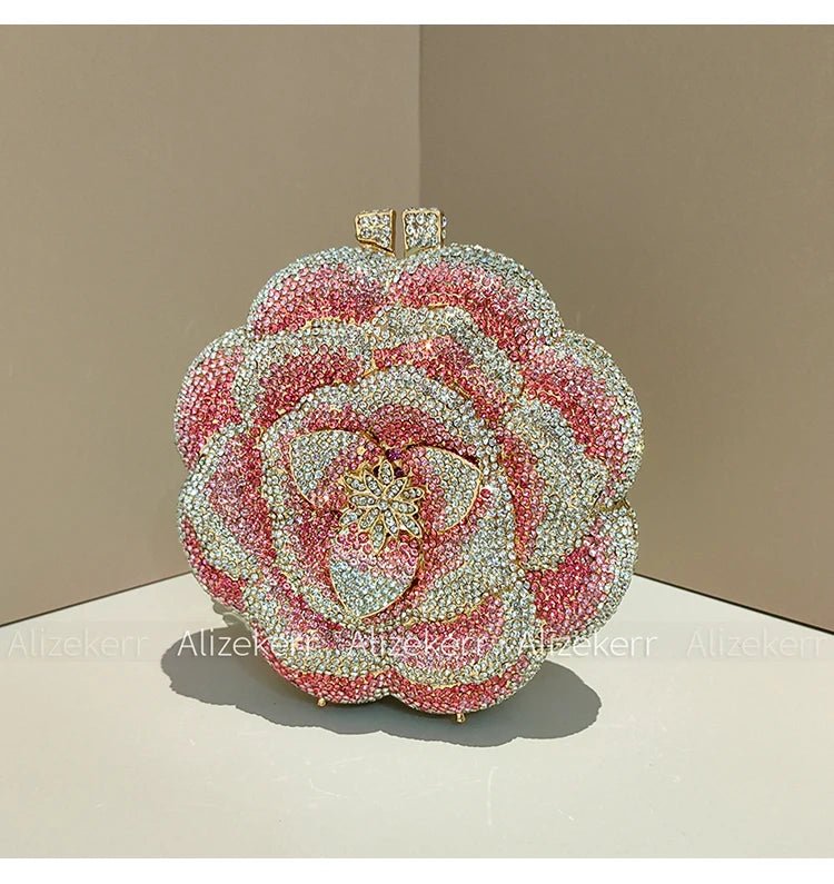 Rose-Shaped Crystal Bridal Clutch - Luzilly Bridal & Apparel