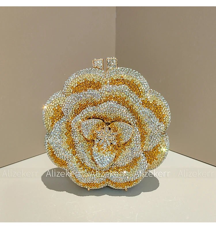 Rose-Shaped Crystal Bridal Clutch - Luzilly Bridal & Apparel