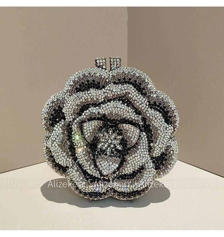 Rose-Shaped Crystal Bridal Clutch - Luzilly Bridal & Apparel