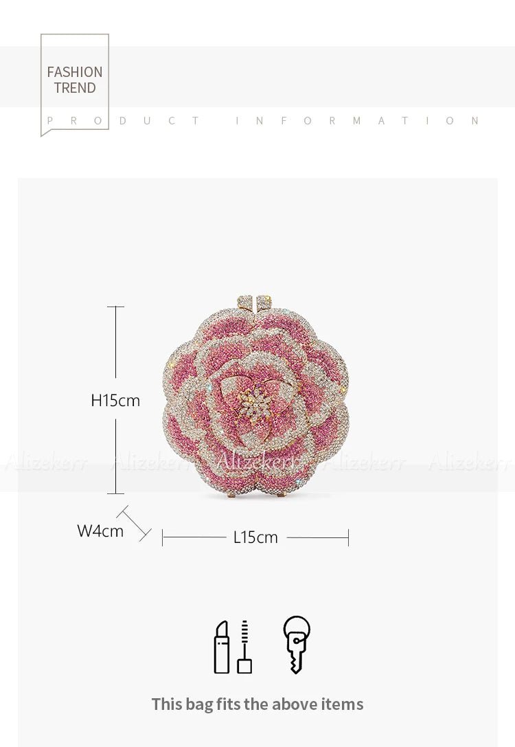 Rose-Shaped Crystal Bridal Clutch - Luzilly Bridal & Apparel