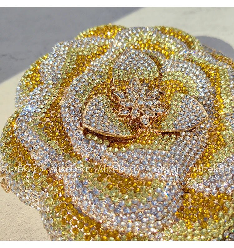 Rose-Shaped Crystal Bridal Clutch - Luzilly Bridal & Apparel