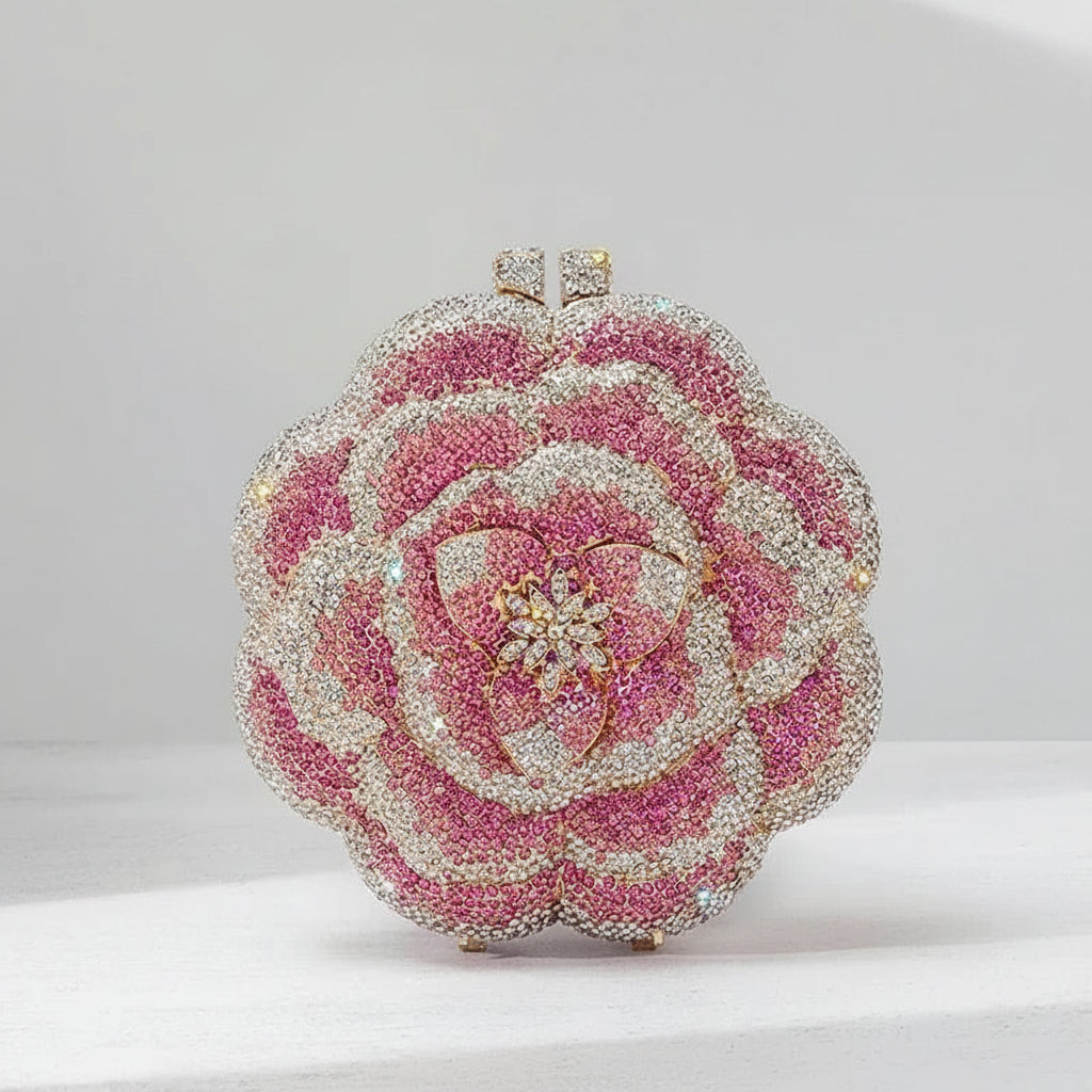 Rose-Shaped Crystal Bridal Clutch - Luzilly Bridal & Apparel