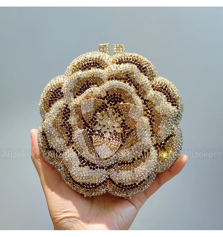 Rose-Shaped Crystal Bridal Clutch - Luzilly Bridal & Apparel
