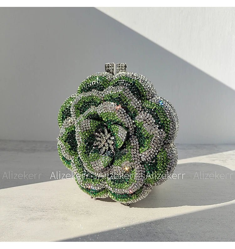 Rose-Shaped Crystal Bridal Clutch - Luzilly Bridal & Apparel