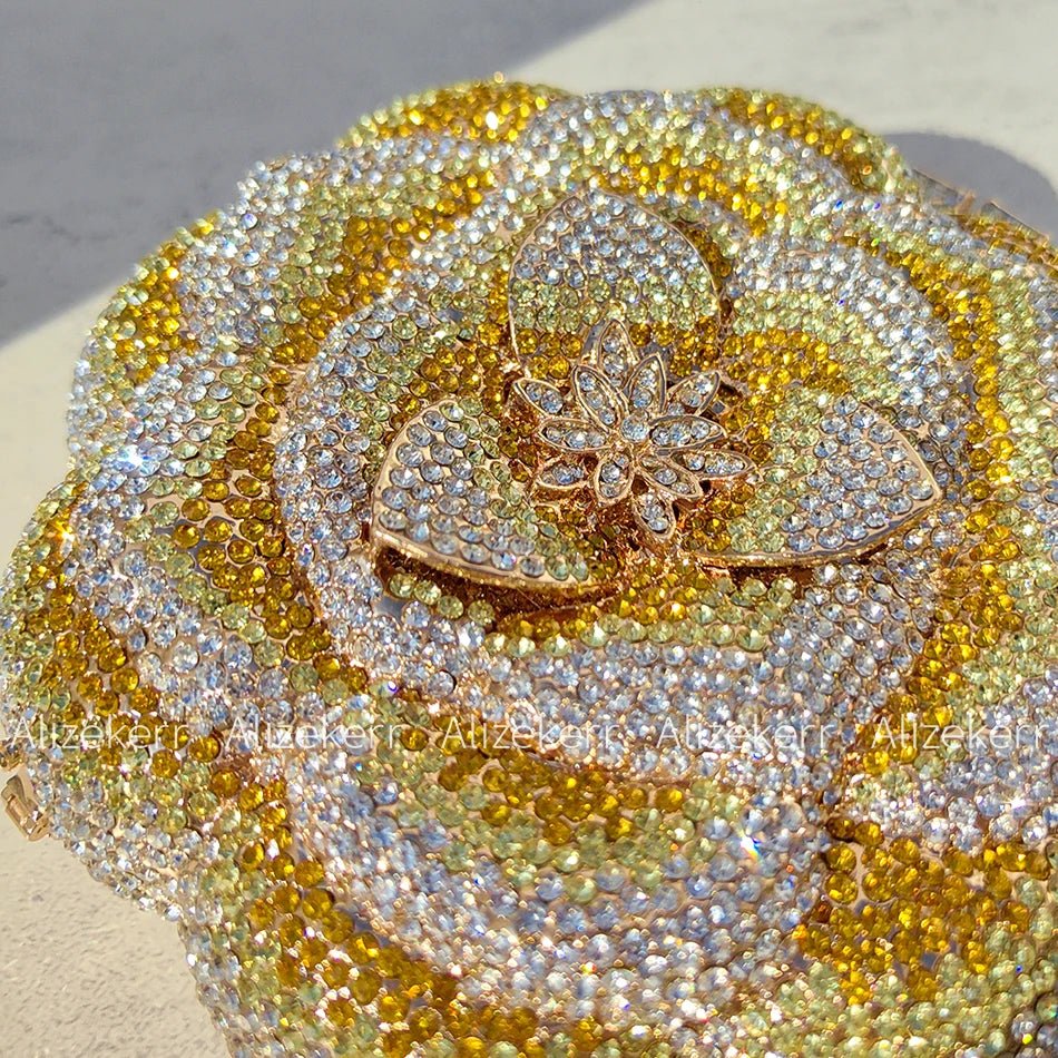 Rose-Shaped Crystal Bridal Clutch - Luzilly Bridal & Apparel