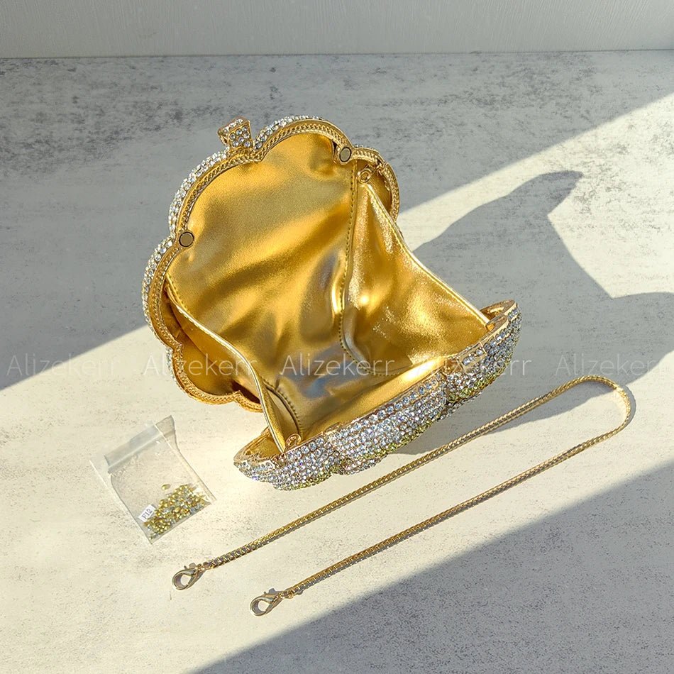 Rose-Shaped Crystal Bridal Clutch - Luzilly Bridal & Apparel