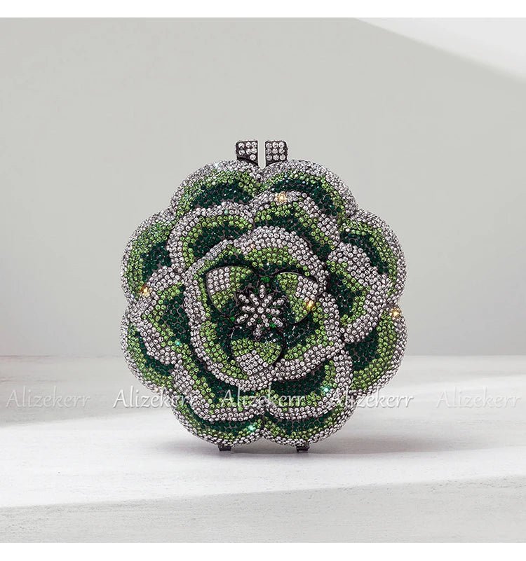 Rose-Shaped Crystal Bridal Clutch - Luzilly Bridal & Apparel