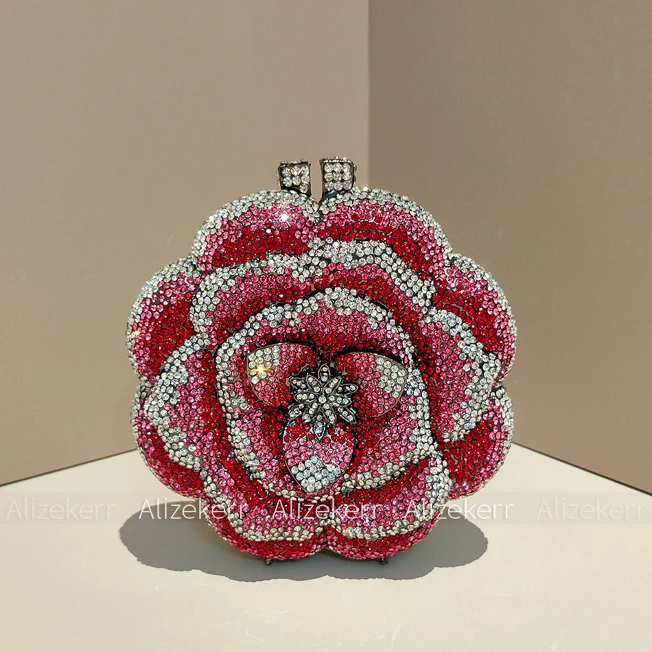 Rose-Shaped Crystal Bridal Clutch - Luzilly Bridal & Apparel
