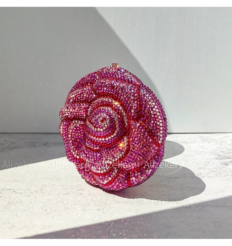Rose-Shaped Flower Evening Clutch - Luzilly Bridal & Apparel