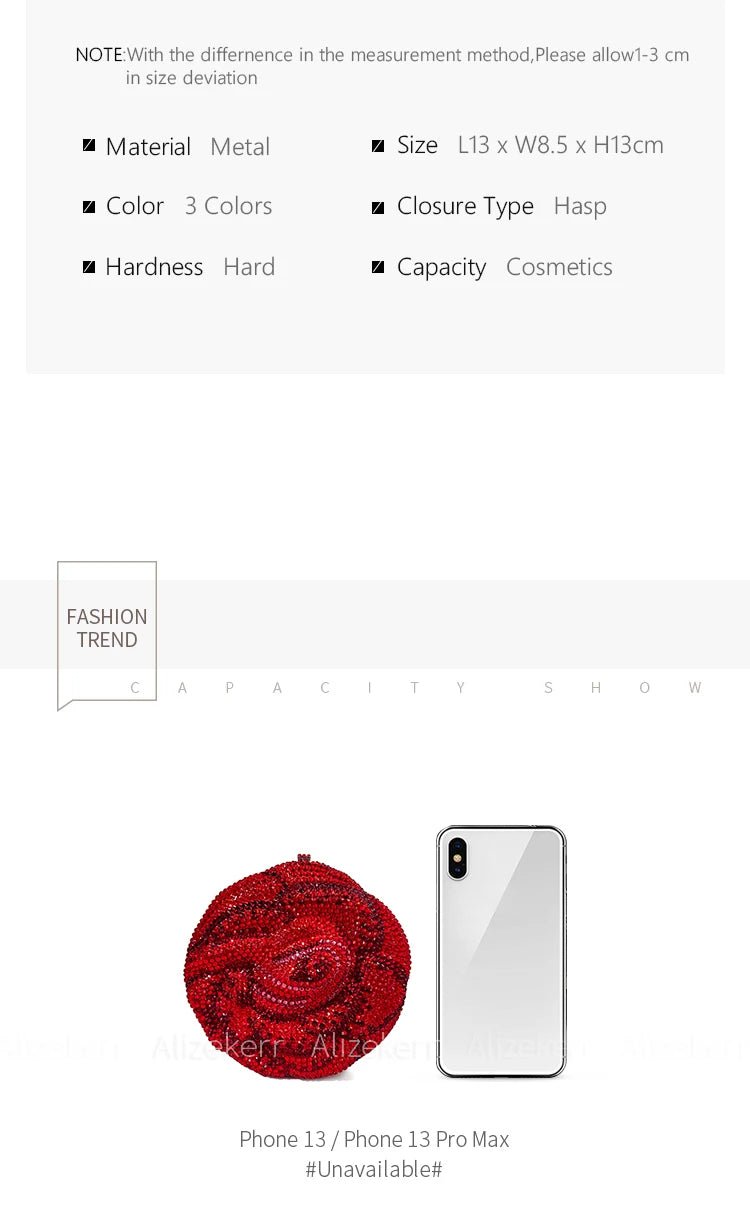 Rose-Shaped Flower Evening Clutch - Luzilly Bridal & Apparel