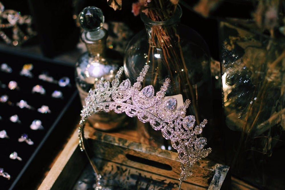 Rosebridalpark Zircon Gorgeous Bridal Wedding Hair Accessories Tiara Big Cubic Zirconia Crown Headband For Bridesmaid t997 - Luzilly Bridal & Apparel