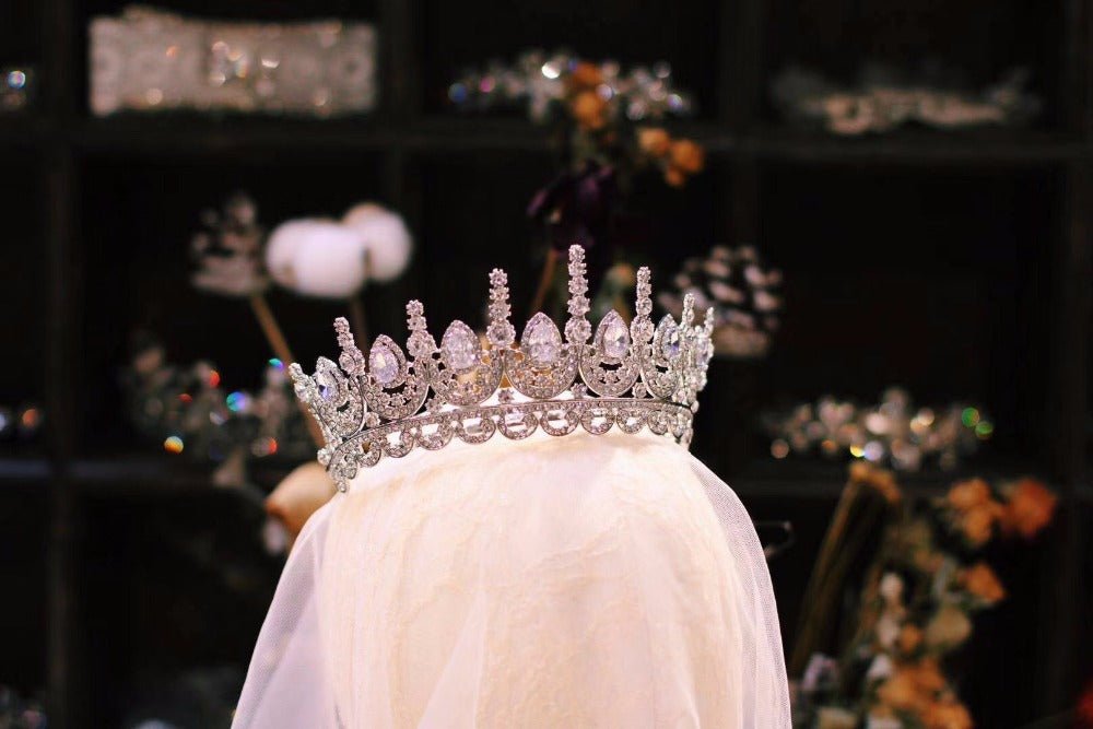 Rosebridalpark Zircon Gorgeous Bridal Wedding Hair Accessories Tiara Big Cubic Zirconia Crown Headband For Bridesmaid t997 - Luzilly Bridal & Apparel