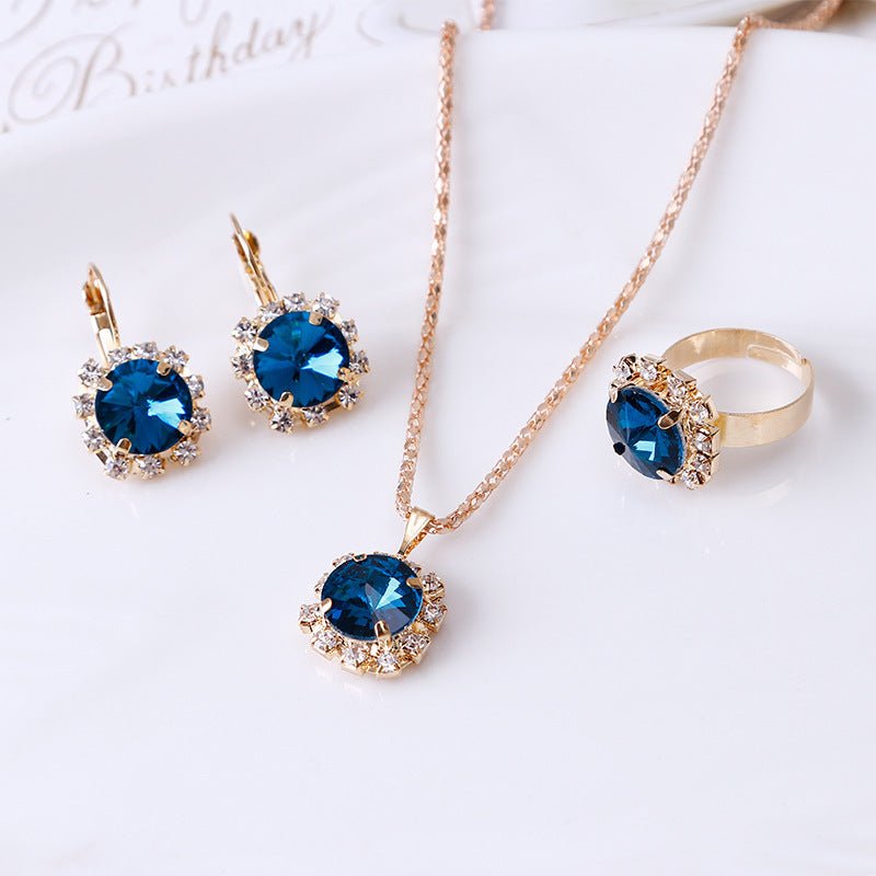 Round Crystal Claw-Set Bridal Jewelry Set - Luzilly Bridal & Apparel