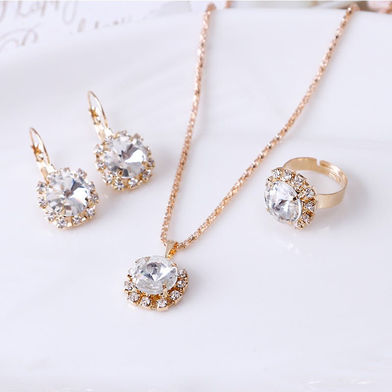 Round Crystal Claw-Set Bridal Jewelry Set - Luzilly Bridal & Apparel