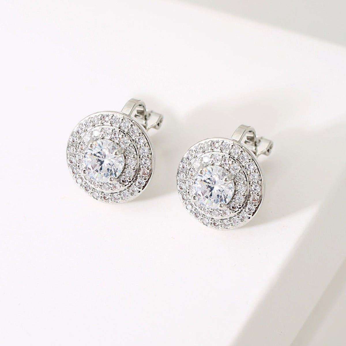 Round Crystal Clip-On Earrings - Luzilly Bridal & Apparel