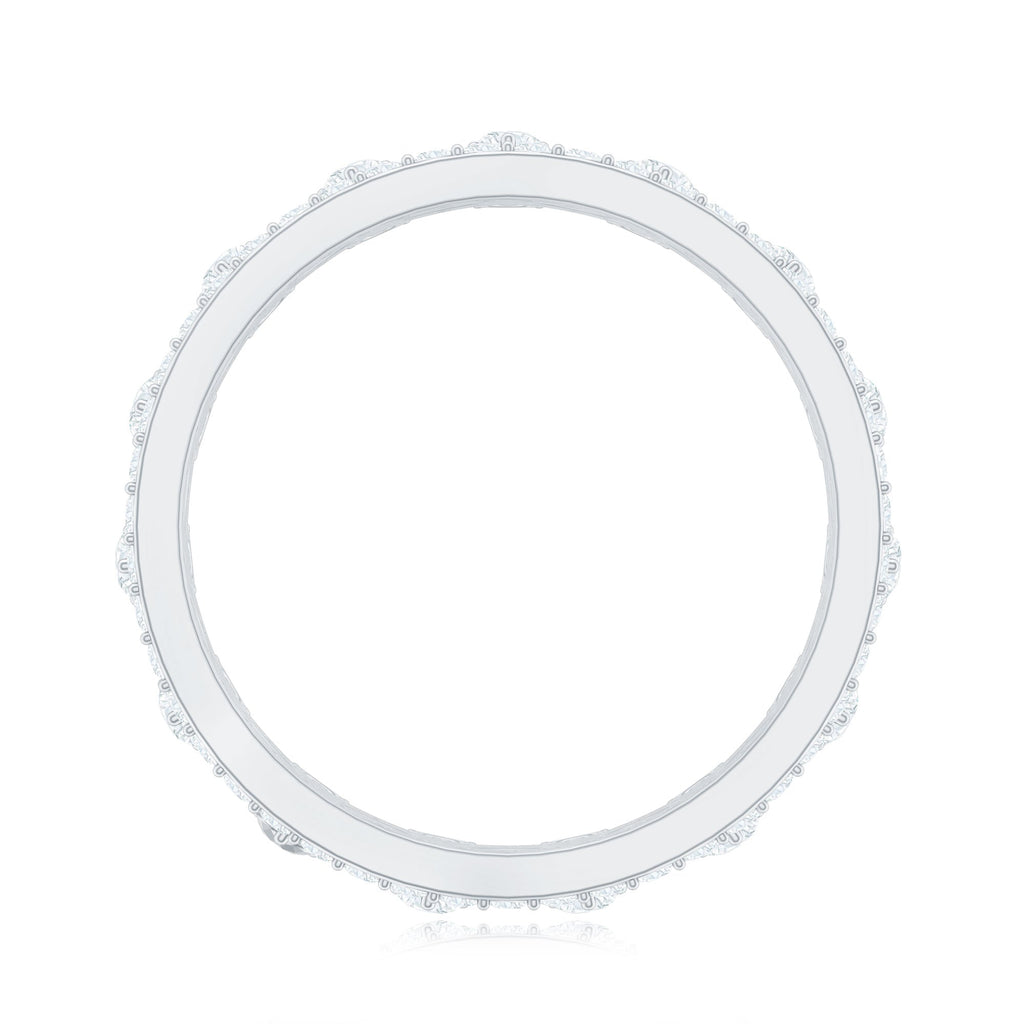 Round Cut Certified Moissanite Crown Wedding Band for Women - Luzilly Bridal & Apparel