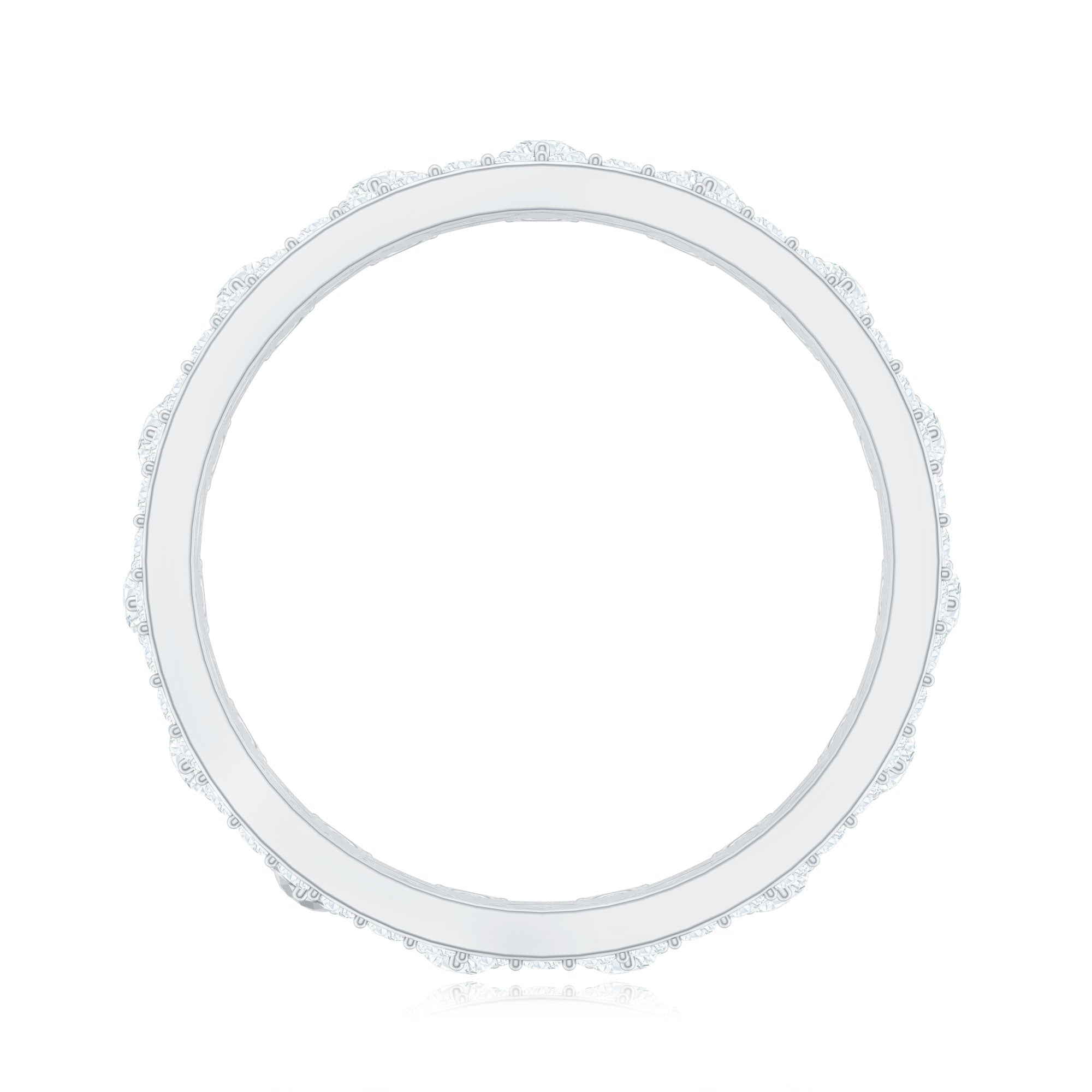 Round Cut Certified Moissanite Crown Wedding Band for Women - Luzilly Bridal & Apparel