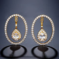 Round Cutout Design Zircon Water Drop Earrings for Women Elegant Bridal Earing Fashion Geometric Wedding Jewelry - Luzilly Bridal & Apparel