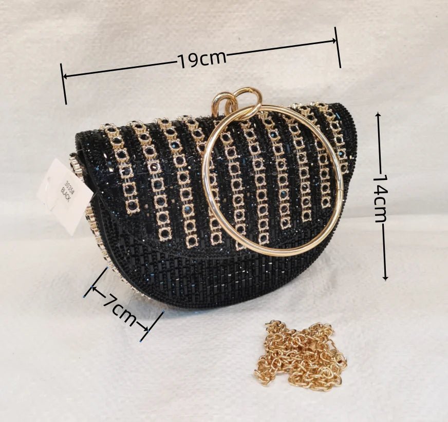 Round Rhinestone Evening Clutch - Luzilly Bridal & Apparel