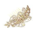 Round Stone Accented Rhinestone Wedding Bridal Hair Comb - Luzilly Bridal & Apparel